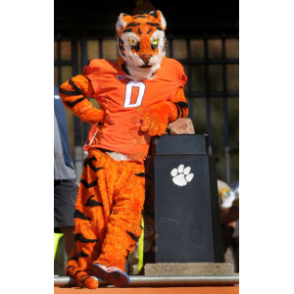 Orange White and Black Tiger BIGGYMONKEY™ Mascot Costume In