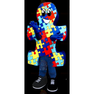 Blue Yellow and Red Puzzle Piece BIGGYMONKEY™ Mascot Costume -