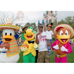 3 BIGGYMONKEY™s Disney Anders And-maskot og 2 farverige fugle -