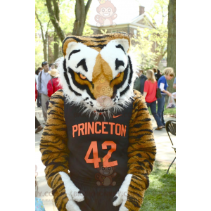 Costume mascotte BIGGYMONKEY™ tigre bianca e nera molto