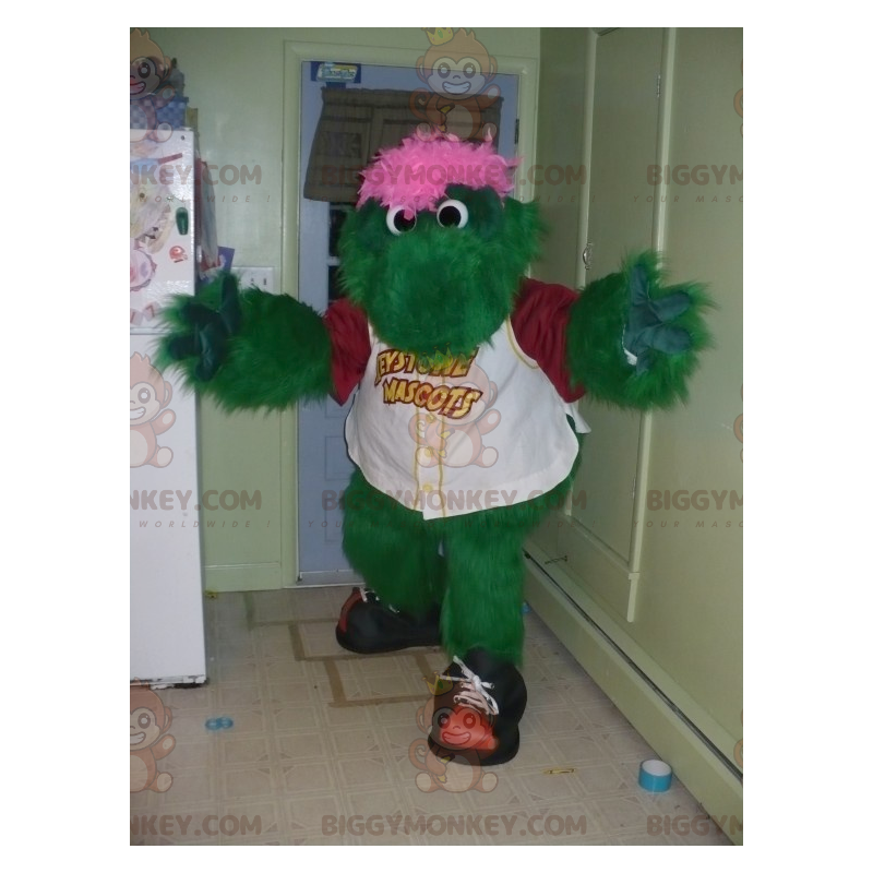 Costume de mascotte BIGGYMONKEY™ de monstre vert et rose de