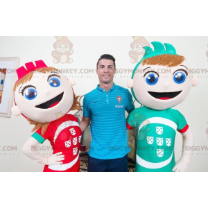 2 BIGGYMONKEY™s mascot a boy and a girl with blue eyes –