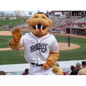 BIGGYMONKEY™ Mascot Costume Brown Snake In White Baseball