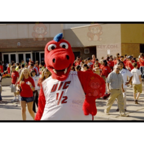Red and Blue Dragon BIGGYMONKEY™ Mascot Costume with White