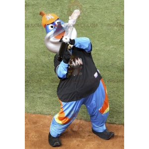 BIGGYMONKEY™ Blue Swordfish Man Mascot Costume In Colorful