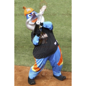 BIGGYMONKEY™ Blue Swordfish Man Mascot Costume In Colorful
