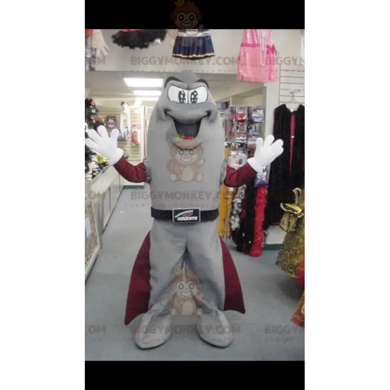 Molto orgoglioso costume mascotte Rocket BIGGYMONKEY™ grigio e Molto orgoglioso costume mascotte Rocket BIGGYMONKEY™ grigio e