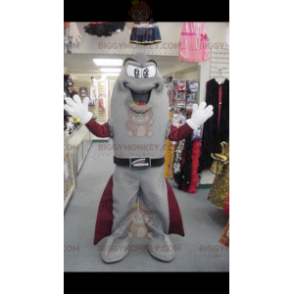 Disfraz de mascota BIGGYMONKEY™ de cohete gris y rojo muy
