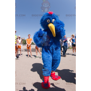 BIGGYMONKEY™ Lustiger blauer Vogel mit langem gelbem Schnabel