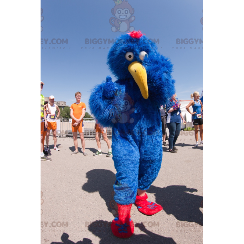 BIGGYMONKEY™ Costume da mascotte divertente uccello blu con BIGGYMONKEY™ Costume da mascotte divertente uccello blu con