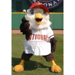 BIGGYMONKEY™ Big Bird Brown & White Mascot Costume In Baseball