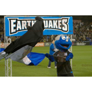 BIGGYMONKEY™-mascottekostuum met glimlachende blauwe man en