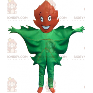 Costume de mascotte BIGGYMONKEY™ de feuille verte et marron