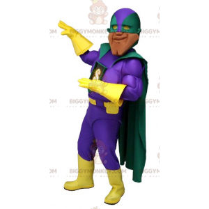 Πολύ μυώδης στολή μασκότ Superhero BIGGYMONKEY™ με πολύχρωμη