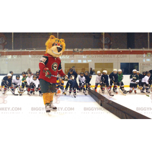 BIGGYMONKEY™ Orange Bear maskottiasu jääkiekkoasussa -