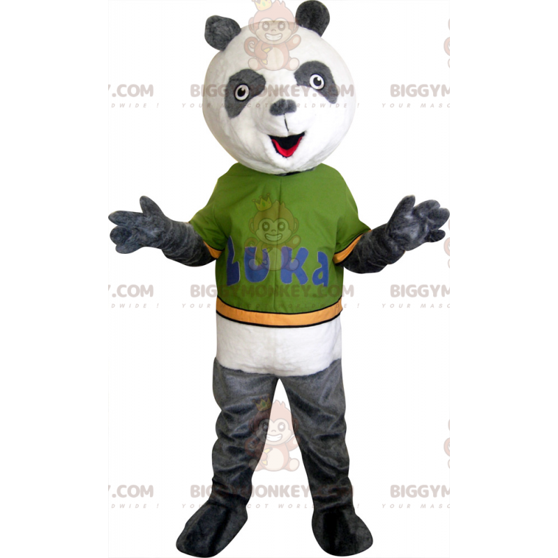 Grau-weißer Panda BIGGYMONKEY™ Maskottchen-Kostüm -