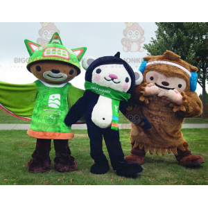 2 BIGGYMONKEY™s mascot a brown yeti and a black and white