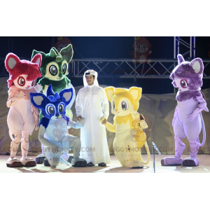 5 BIGGYMONKEY™s fantastiske dyremaskot rød grønn blå gul og lilla - Fairy Mascots - BIGGYMONKEY_02258 - BiggyMonkey.com