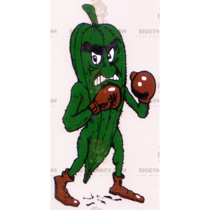 Fierce Green Pickle BIGGYMONKEY™ Maskottchenkostüm mit Boxhandschuhen - Gemüsemaskottchen - BIGGYMONKEY_02261 - BiggyMonkey.com