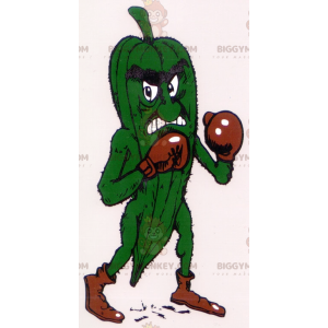 Στολή μασκότ BIGGYMONKEY™ Fierce Green Pickle με γάντια του