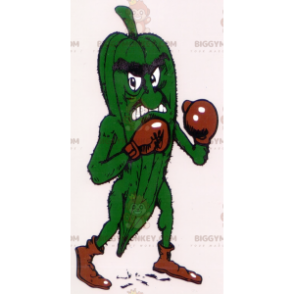 Fierce Green Pickle BIGGYMONKEY™ mascottekostuum met bokshandschoenen - Plantaardige mascotte - BiggyMonkey.com