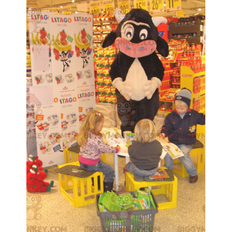 Svart vit och rosa ko BIGGYMONKEY™ maskotdräkt - Ko-maskot - BIGGYMONKEY_02262 - BiggyMonkey.com