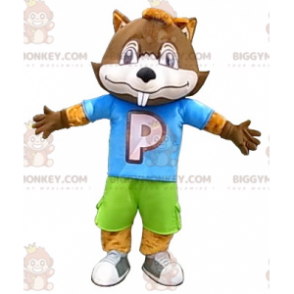 Kostým BIGGYMONKEY™ Maskot velkého hnědého bobra v barevném