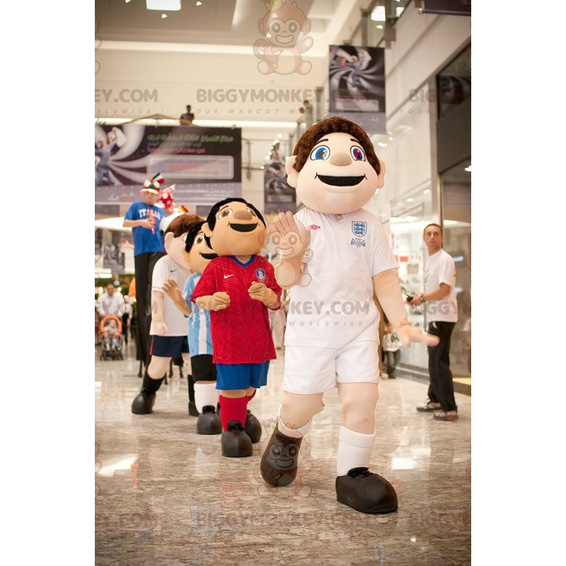 Traje de mascote de menino de olhos azuis BIGGYMONKEY™ em Traje de mascote de menino de olhos azuis BIGGYMONKEY™ em