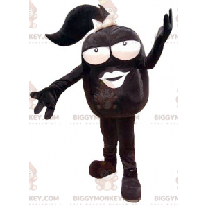 BIGGYMONKEY™ Big Head Woman Mascot Costume i sort farve -