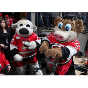 2 BIGGYMONKEY's mascotte een grijze hond en een bruin en wit varken - Hondenmascottes - BIGGYMONKEY_02285 - BiggyMonkey.com