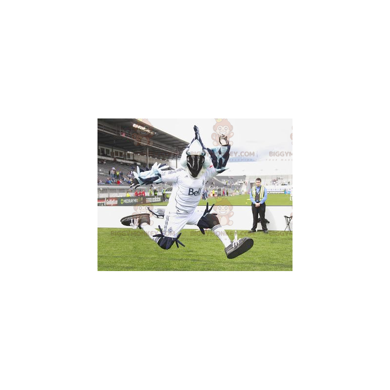 Traje de mascote de pássaro grande branco e preto BIGGYMONKEY™ Traje de mascote de pássaro grande branco e preto BIGGYMONKEY™