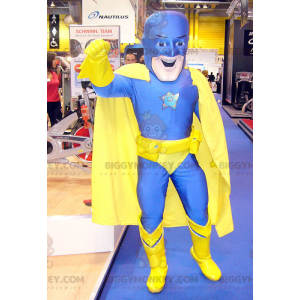 Superhero BIGGYMONKEY™ Mascot Costume in Yellow and Blue