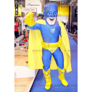 Superheld BIGGYMONKEY™ mascottekostuum in gele en blauwe