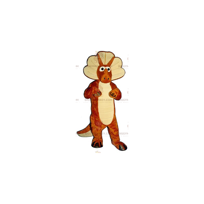 Costume mascotte BIGGYMONKEY™ dinosauro arancione e bianco - Costume mascotte BIGGYMONKEY™ dinosauro arancione e bianco -