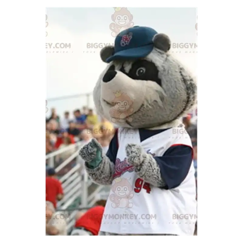 BIGGYMONKEY™ Mascot Costume Gray and Black Raccoon In BIGGYMONKEY™ Mascot Costume Gray and Black Raccoon In
