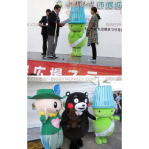 Disfraz de mascota BIGGYMONKEY™ Fat Green Man con sombra en la