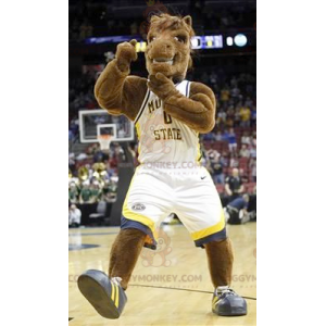 BIGGYMONKEY™ mascottekostuum bruin paard in basketbaloutfit -