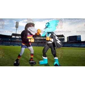 BIGGYMONKEY™s mascot a black raven and an all blue superhero –