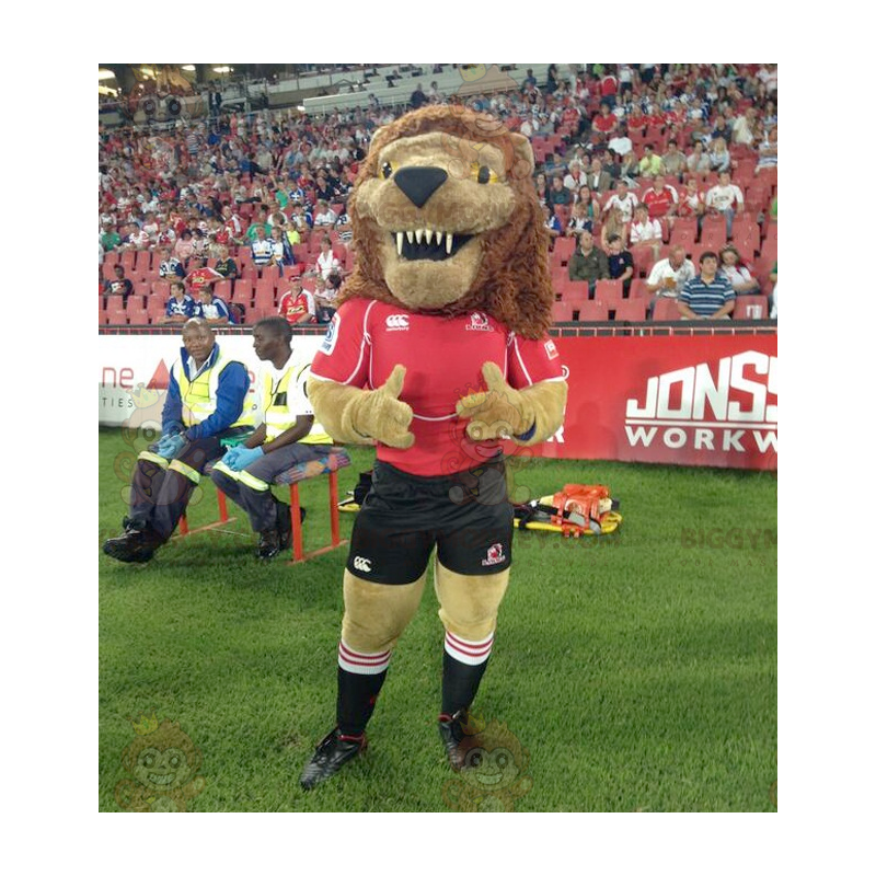 BIGGYMONKEY™ mascottekostuum van brullende bruine leeuw in BIGGYMONKEY™ mascottekostuum van brullende bruine leeuw in