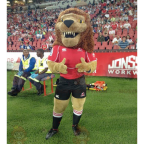 BIGGYMONKEY™ Mascot Costume of Roaring Brown Lion in Black and