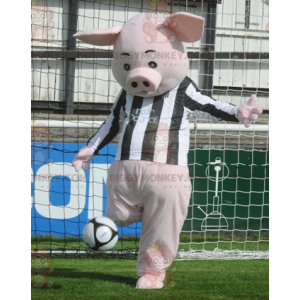 BIGGYMONKEY™ Pink Pig Mascot Costume with Black and White
