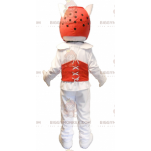 BIGGYMONKEY™ maskotkostume Hvid hund i taekwondo-outfit -