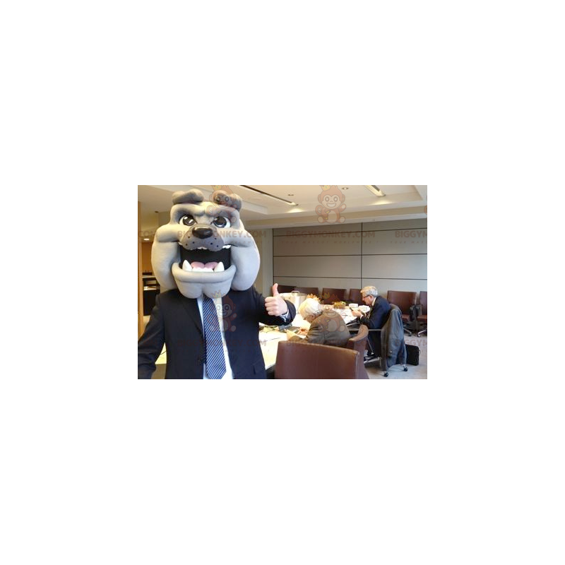 Grå Bulldog Dog Head BIGGYMONKEY™ Maskotdräkt - BiggyMonkey Grå Bulldog Dog Head BIGGYMONKEY™ Maskotdräkt - BiggyMonkey