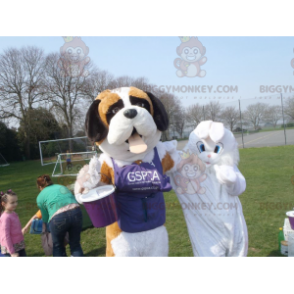 2 BIGGYMONKEY™s maskot en tricolor Saint Bernard og en hvid