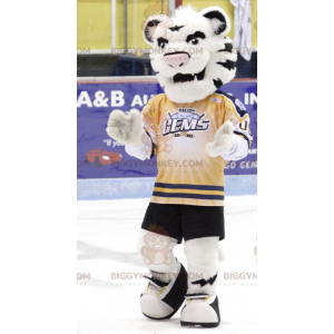 Disfraz de mascota BIGGYMONKEY™ de tigre blanco y negro en ropa