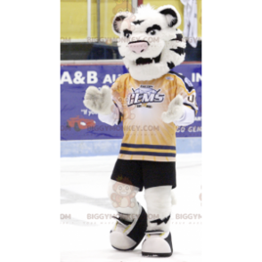 Λευκή & Μαύρη στολή μασκότ BIGGYMONKEY™ Tiger με αθλητικά ρούχα