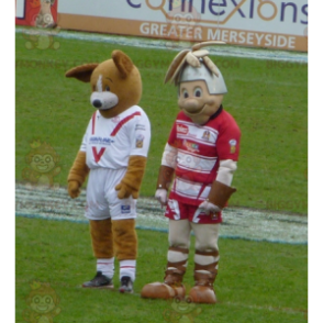 2 BIGGYMONKEY™s mascot a brown dog and a knight –