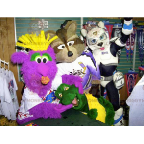 4 La mascota de BIGGYMONKEY™ un monstruo un mapache una tortuga