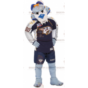 Traje de mascote BIGGYMONKEY™ Azul Branco Laranja Tigre Roupa