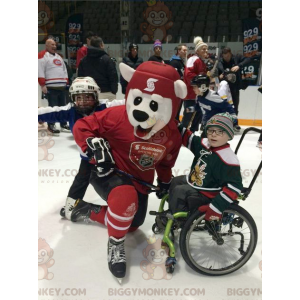 BIGGYMONKEY™ Disfraz de mascota de oso polar en traje de hockey